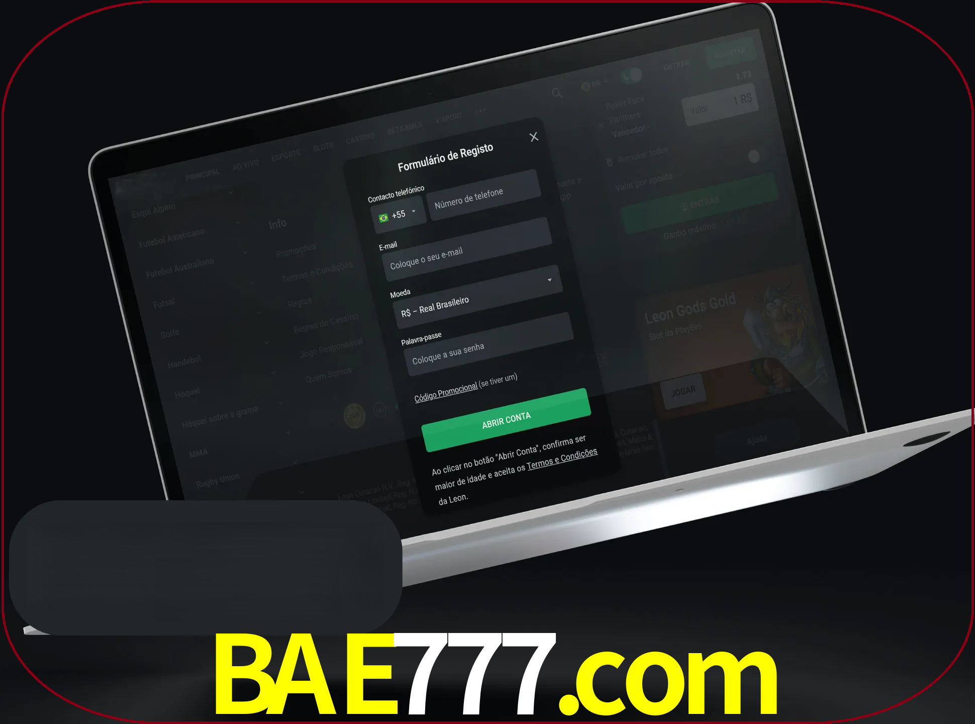 Abra o site da LeonBet e crie sua própria conta.